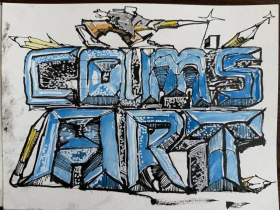 My hand-lettered CAM'S ART mark